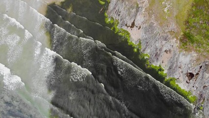 Poster - Aerial drone view of Atlantic ocean shore line in Brittany, France