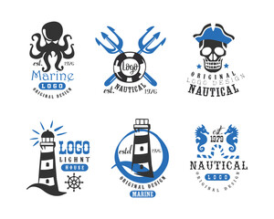 Sticker - Vintage Nautical and Marine Labels, Signs or Logo Templates Vector Set