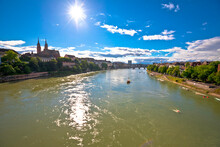 Rhine River In Basel View From The Bridge