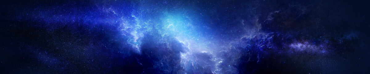 Wall Mural - space scene with planets, nebula, stars and galaxies. panorama. horizontal view for a glass panels (