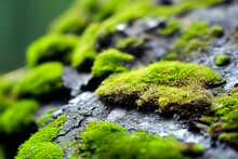 Close Up Of Green Moss On The Stone