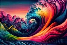 Colorful Abstract Ocean Waves In Rainbow Colors