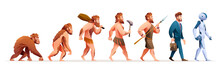 Human Evolution From Monkey To Cyborg Or Robot Vector Illustration