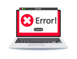 Aufkleber - Error message on laptop screen. Error warning sign on the screen of a computer device.
