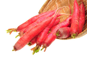 Wall Mural - Fresh radishes isolated on white background 