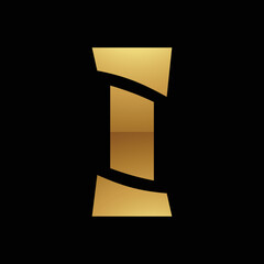 Golden Letter I Symbol on a Black Background - Icon 8