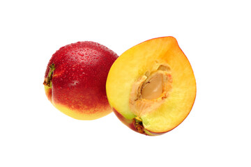 Poster - ripe peach on white background