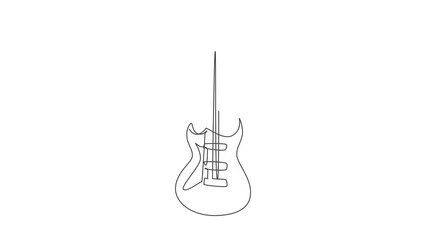 Poster - Animated self drawing of continuous line draw electric guitar classic. Electric guitar band equipment. Music instrument vector symbol for rock and hardcore theme song. Full length one line animation