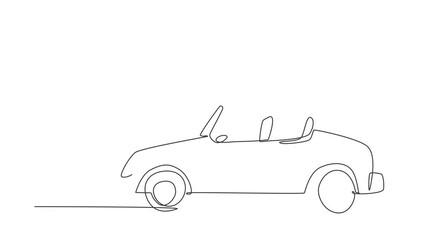 Poster - Self drawing animation of single line draw side view retro convertible sports car. Outline symbol of collectors car and automotive. Vintage motor vehicle. Continuous line draw. Full length animated