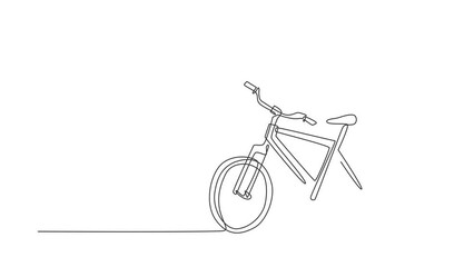 Poster - Animated self drawing of continuous line draw side view classic city bicycle, ecological sport transport. Relaxing bike for community. Healthy lifestyle by cycling. Full length single line animation