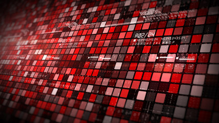 Poster - Technology Digital Cyberspace with Particles, Geometric Shapes and Digital Data Connections, Big data and Data Analysis. Futuristic Abstract Background 3d rendering