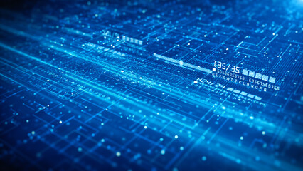 Poster - Technology Digital Data Matrix, Metaverse Abstract Background, Technology Digital Cyberspace with Particles and Digital Data, Big data Connection and Data Analysis. 3d rendering