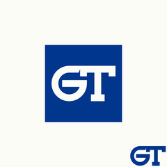 Poster - unique letter or word GT sans serif cut and merge connect font on right left image graphic icon logo design abstract concept vector stock. Can be used as symbol related to initial or sport tech