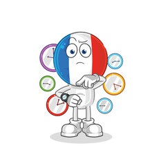 Poster - france with wristwatch cartoon. cartoon mascot vector