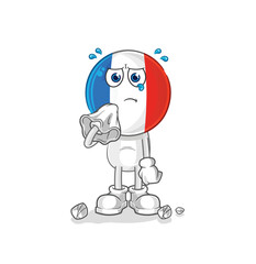 Sticker - france cry with a tissue. cartoon mascot vector