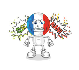 Sticker - france anime angry vector. cartoon character