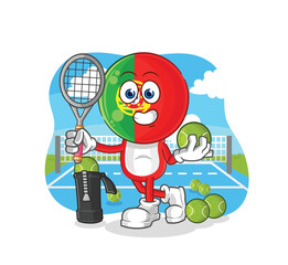 Canvas Print - portugal plays tennis illustration. character vector