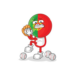 Sticker - portugal baseball pitcher cartoon. cartoon mascot vector