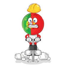 Wall Mural - portugal drill the ground cartoon character vector