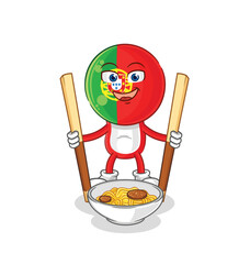 Sticker - portugal eat noodle cartoon. character mascot vector