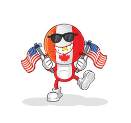 Canvas Print - canada american youth cartoon mascot vector