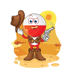 Sticker - poland cowboy with gun character vector