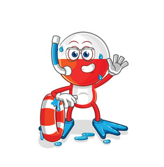 Wall Mural - poland swimmer with buoy mascot. cartoon vector