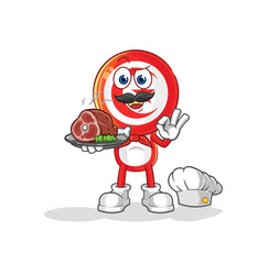 Sticker - tunisia chef with meat mascot. cartoon vector