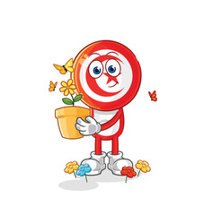 Sticker - tunisia with a flower pot. character vector