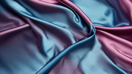 Poster - shiny blue and purple silk fabric background. backdrop with copy space, graphic elements for design 