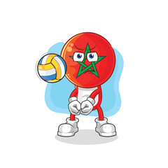 Canvas Print - morocco play volleyball mascot. cartoon vector