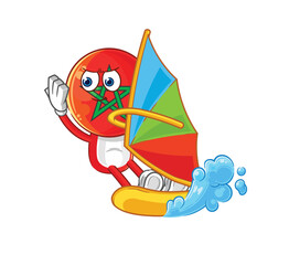 Wall Mural - morocco windsurfing character. mascot vector