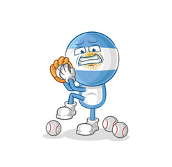 Wall Mural - argentina baseball pitcher cartoon. cartoon mascot vector