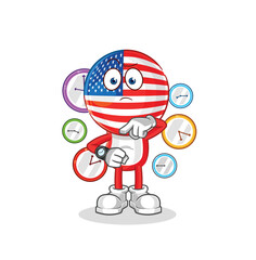 Poster - america with wristwatch cartoon. cartoon mascot vector