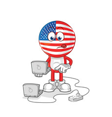 Poster - america with laptop mascot. cartoon vector