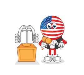 Poster - america judge holds gavel. character vector