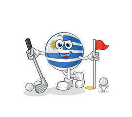 Sticker - uruguay playing golf vector. cartoon character