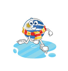 Wall Mural - uruguay ice skiing cartoon. character mascot vector