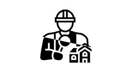 Wall Mural - home inspector line icon animation