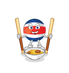 Poster - costa rica eat noodle cartoon. character mascot vector