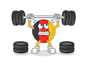 Wall Mural - belgium lifting the barbell character. cartoon mascot vector