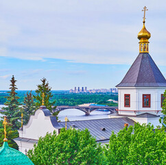 Sticker - Conception of St Anna Church and Dnieper River behind it, Kyiv Pechersk Lavra Cave Monastery, Ukraine