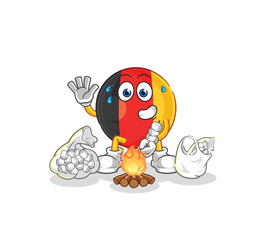 Poster - belgium roasting marshmallows. cartoon mascot vector