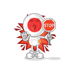 Poster - japan holding stop sign. cartoon mascot vector