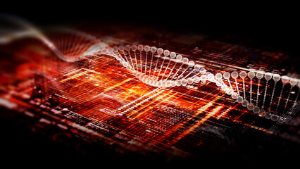 Aufkleber - Futuristic holographic advance biomedical DNA sequence analysis diagnostic head up display for background computer screen display