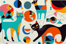 Graphic Texture Of Various Colored Cats