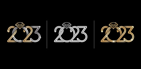 Wall Mural - illustration of 2023 font number diamond concept, applicable for desk or wall calendar planner, greeting cards, invitation, banner, flyer, screen printing, poster, Presentations and decks, Collages