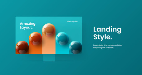 Unique site vector design illustration. Minimalistic computer monitor mockup landing page template.