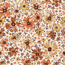 Ditsy Print. Simple Different Small Flowers. Blooming Meadow Seamless Pattern. Wildflowers Vintage Background. Millefleurs Liberty Style Floral Design