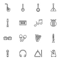 Wall Mural - Musical instruments line icons set